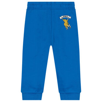 Younger Boys Blue Logo & Frog Joggers